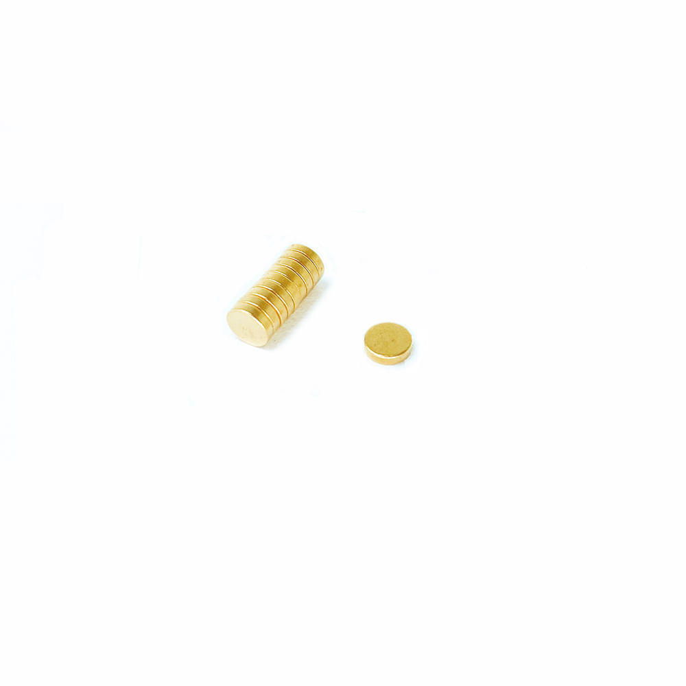 Ímã Neodímio Ø 5x1,3 mm N35 Dourado Ímã Neodímio Ø 5x1,3 mm N35 Dourado
