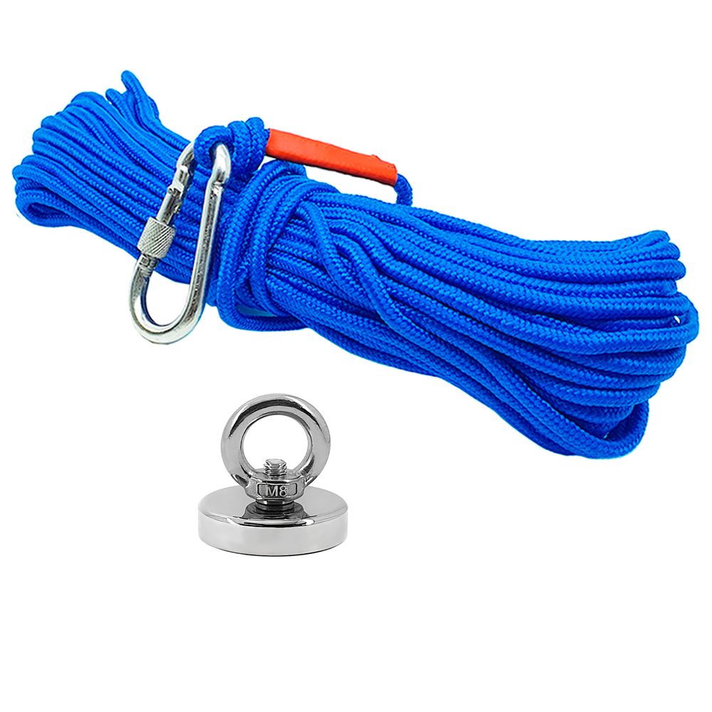 Kit Pesca Magnética com Fixador 48 mm Força Aproximada 65kg e Corda 20m Azul Kit Pesca Magnética com Fixador 48 mm Força Aproximada 65kg e Corda 20m Azul