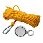 Kit Pesca Magnética com Fixador 67 mm Olhal Lateral Força Aproximada 230kg e Corda 20m Amarela Kit Pesca Magnética com Fixador 67 mm Olhal Lateral Força Aproximada 230kg e Corda 20m Amarela