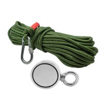 Kit Pesca Magnética com Fixador 67 mm Olhal Lateral Força Aproximada 230kg e Corda 20m Verde