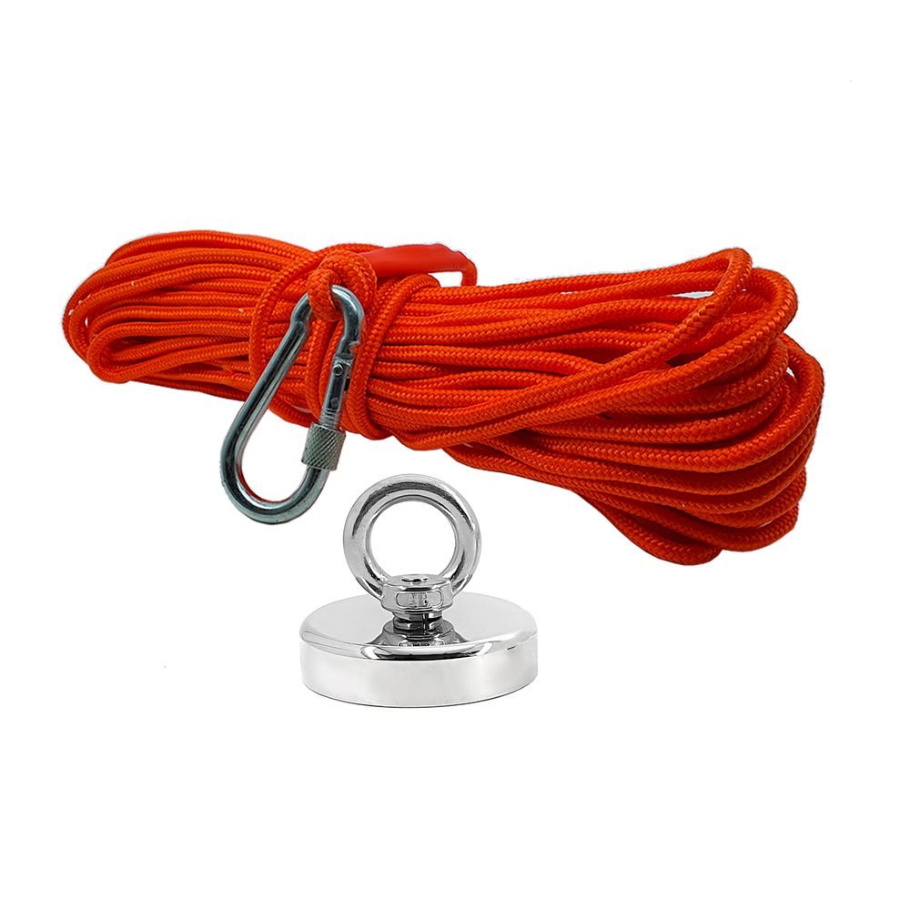 Kit Pesca Magnética com Fixador 60 mm Força Aproximada 120kg e Corda 20m Laranja Kit Pesca Magnética com Fixador 60 mm Força Aproximada 120kg e Corda 20m Laranja