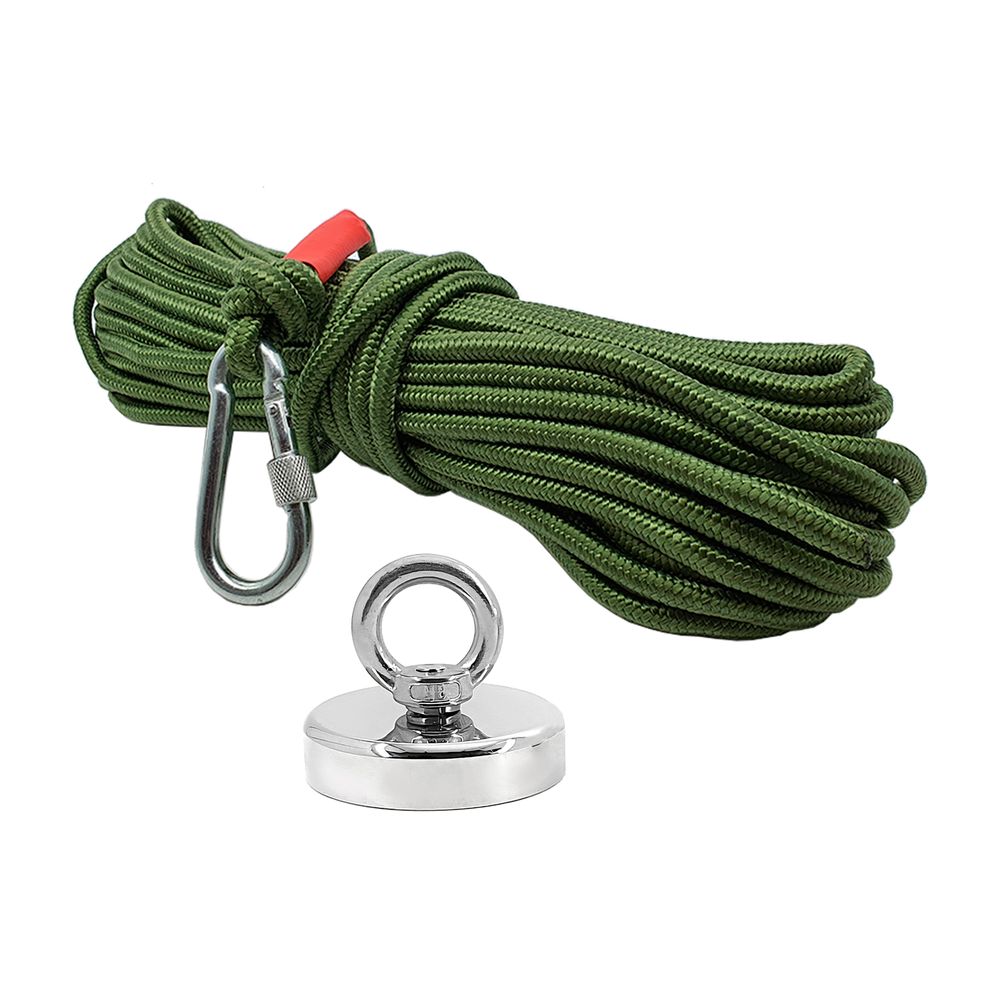 Kit Pesca Magnética com Fixador 60 mm Força Aproximada 120kg e Corda 20m Verde Kit Pesca Magnética com Fixador 60 mm Força Aproximada 120kg e Corda 20m Verde