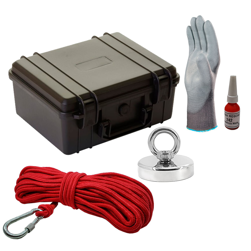 Maleta Pesca Magnética 60 mm Corda Verde Força Aproximada 120kg 5 Peças Maleta Pesca Magnética 60 mm Corda Verde Força Aproximada 120kg 5 Peças