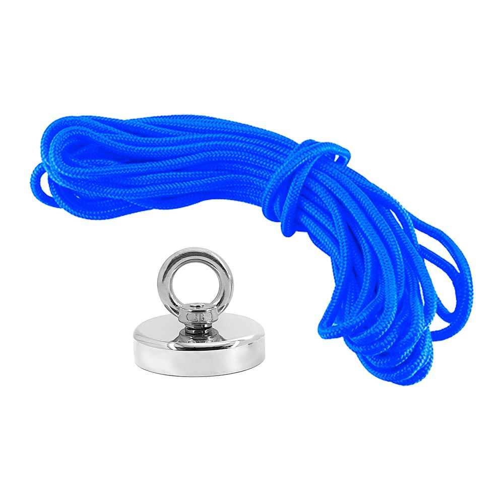 Kit Pesca Magnética com Fixador 60 mm Força Aproximada 120kg e Corda 10m Azul Kit Pesca Magnética com Fixador 60 mm Força Aproximada 120kg e Corda 10m Azul