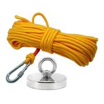 Kit Pesca Magnética com Fixador 90 mm Força Aproximada 340kg e Corda 20m Amarela Kit Pesca Magnética com Fixador 90 mm Força Aproximada 340kg e Corda 20m Amarela