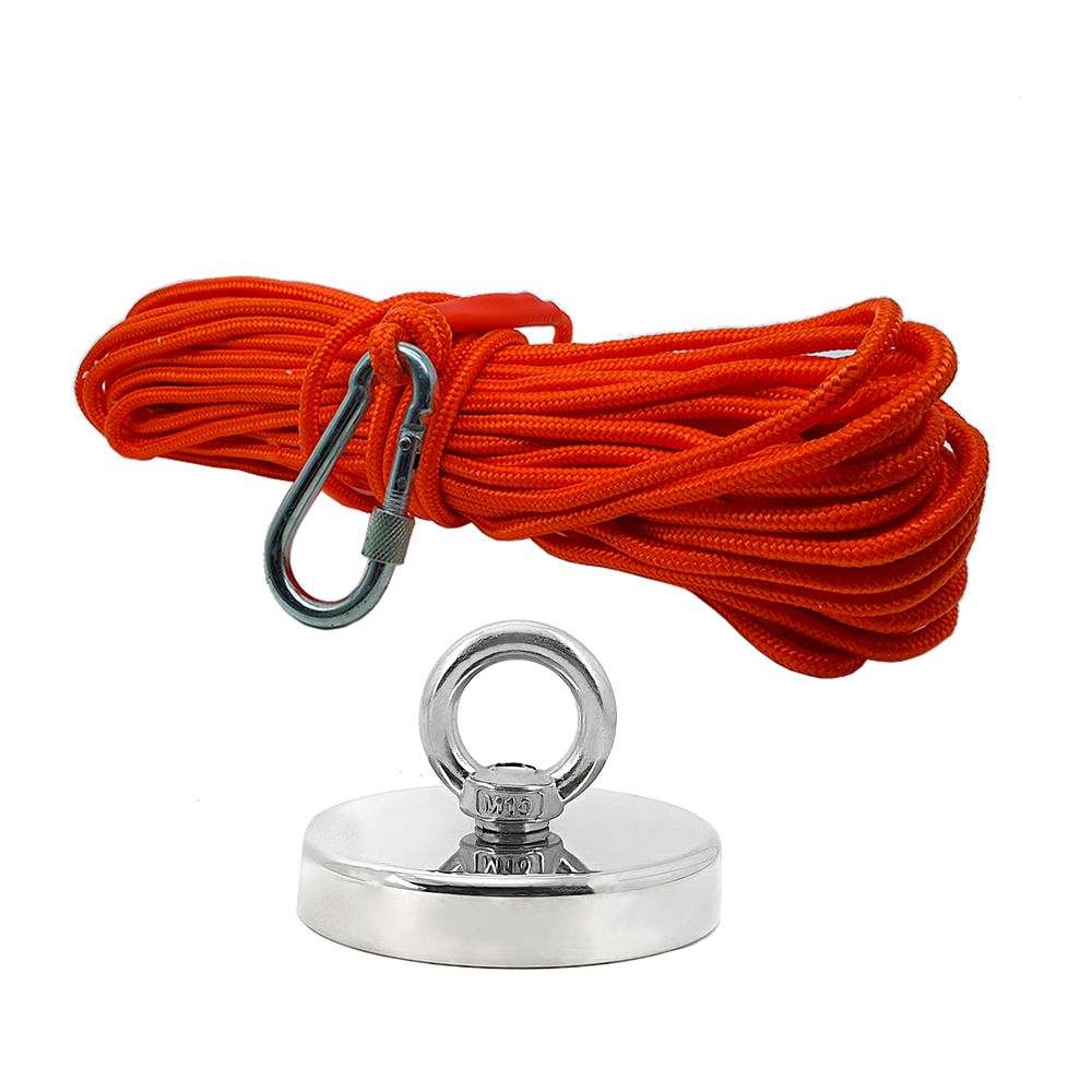 Kit Pesca Magnética com Fixador 90 mm Força Aproximada 340kg e Corda 20m Laranja Kit Pesca Magnética com Fixador 90 mm Força Aproximada 340kg e Corda 20m Laranja