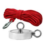 Kit Pesca Magnética com Fixador 136 mm 2 Olhais Força Aproximada 850kg e Corda 20m Vermelha Kit Pesca Magnética com Fixador 136 mm 2 Olhais Força Aproximada 850kg e Corda 20m Vermelha