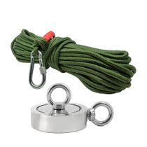 Kit Pesca Magnética com Fixador 90 mm 2 Olhais Força Aproximada 400kg e Corda 20m Verde