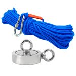 Kit Pesca Magnética com Fixador 90 mm 2 Olhais Força Aproximada 400kg e Corda 20m Azul Kit Pesca Magnética com Fixador 90 mm 2 Olhais Força Aproximada 400kg e Corda 20m Azul