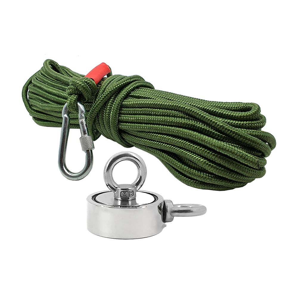 Kit Pesca Magnética com Fixador 60 mm 2 Olhais Força Aproximada 200kg e Corda 20m Verde Kit Pesca Magnética com Fixador 60 mm 2 Olhais Força Aproximada 200kg e Corda 20m Verde