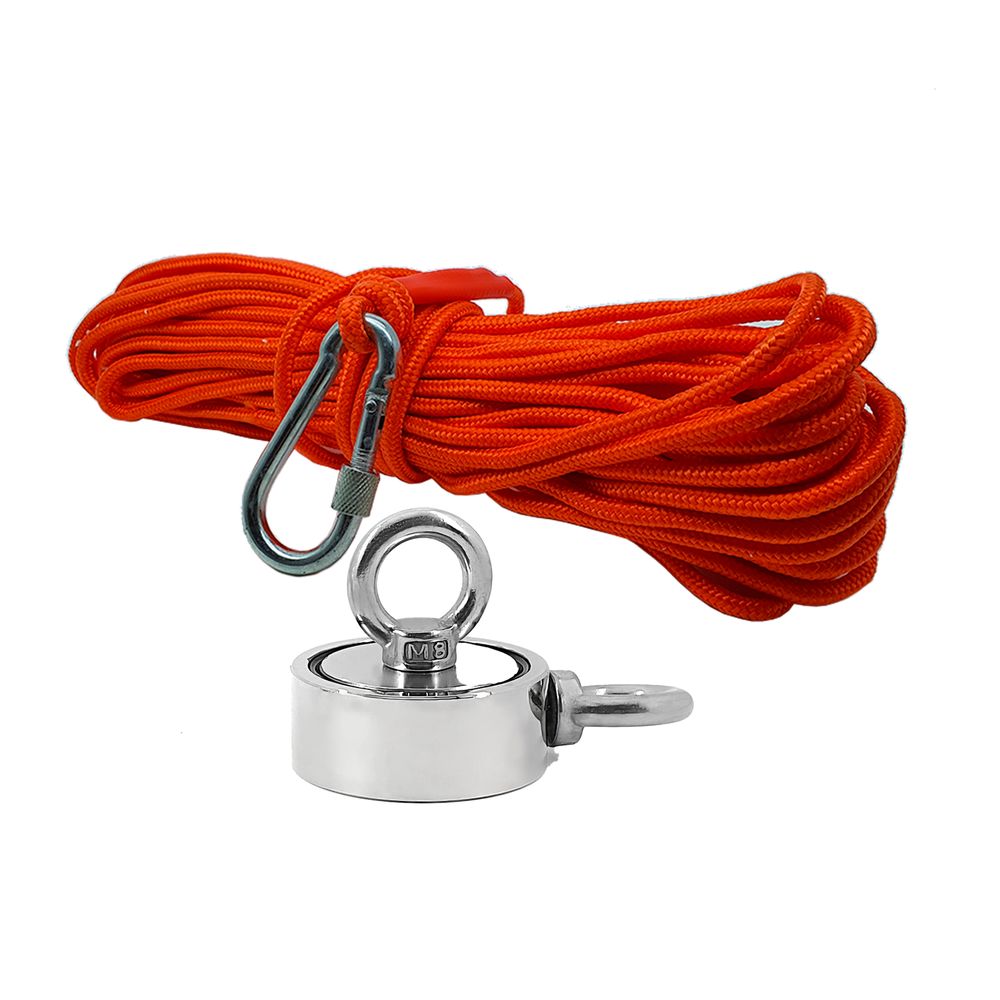 Kit Pesca Magnética com Fixador 60 mm 2 Olhais Força Aproximada 200kg e Corda 20m Laranja Kit Pesca Magnética com Fixador 60 mm 2 Olhais Força Aproximada 200kg e Corda 20m Laranja