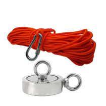 Kit Pesca Magnética com Fixador 90 mm 2 Olhais Força Aproximada 400kg e Corda 20m Laranja