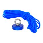 Kit-Pesca-Magnetica-com-Fixador-Azul--60-mm-Forca-Aproximada--120kg-e-Corda--10m-Azul